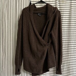 Betabrand Chocolate Brown Wrap Cardigan